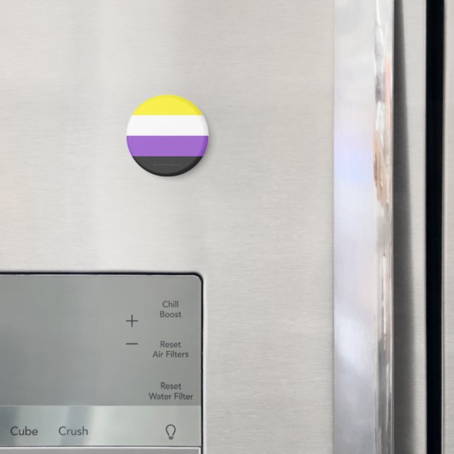 SlipperyJoe's Nonbinary Pride Flag yellow white pu Magnet (In Situ (Fridge))