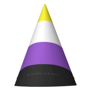 SlipperyJoe's Nonbinary Pride Flag yellow white pu Party Hat