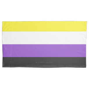 SlipperyJoe's Nonbinary Pride Flag yellow white pu Pillowcase