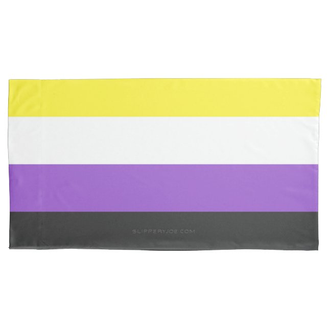 SlipperyJoe's Nonbinary Pride Flag yellow white pu Pillowcase (Front)