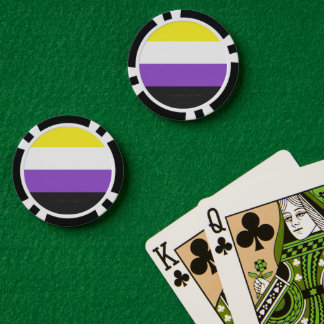 SlipperyJoe's Nonbinary Pride Flag yellow white pu Poker Chips