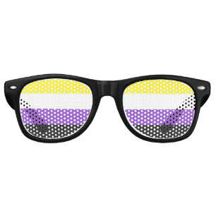 SlipperyJoe's Nonbinary Pride Flag yellow white pu Retro Sunglasses