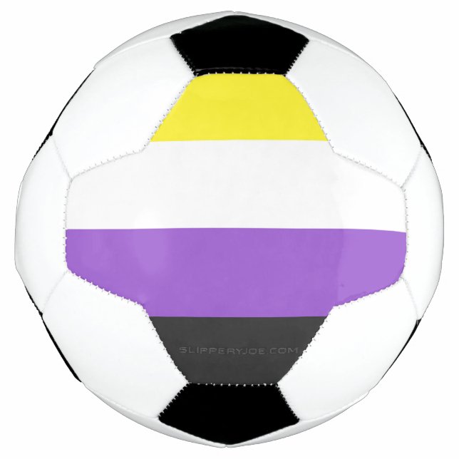 SlipperyJoe's Nonbinary Pride Flag yellow white pu Soccer Ball (Front)