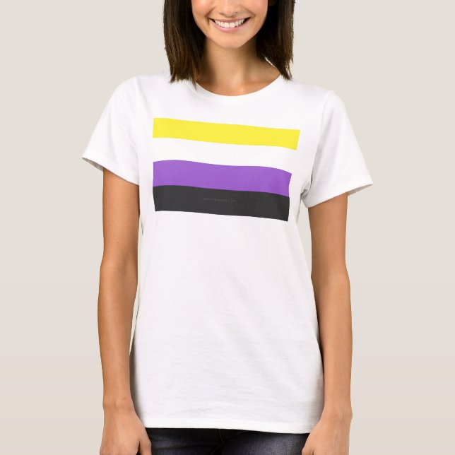 SlipperyJoe's Nonbinary Pride Flag yellow white pu T-Shirt (Front)