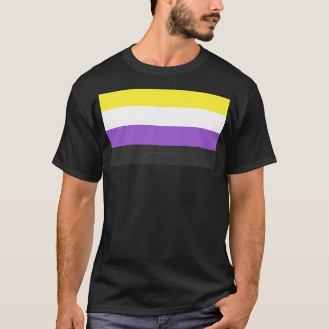 SlipperyJoe's Nonbinary Pride Flag yellow white pu T-Shirt (Front)
