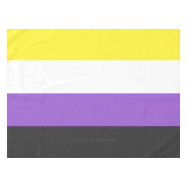 SlipperyJoe's Nonbinary Pride Flag yellow white pu Tablecloth (Front (Horizontal))