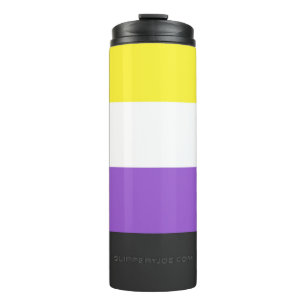 SlipperyJoe's Nonbinary Pride Flag yellow white pu Thermal Tumbler