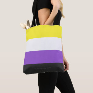 SlipperyJoe's Nonbinary Pride Flag yellow white pu Tote Bag