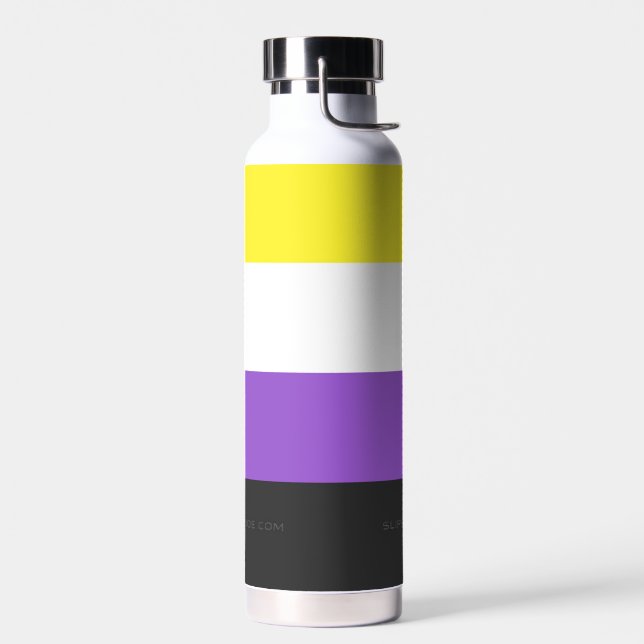 SlipperyJoe's Nonbinary Pride Flag yellow white pu Water Bottle (Left)