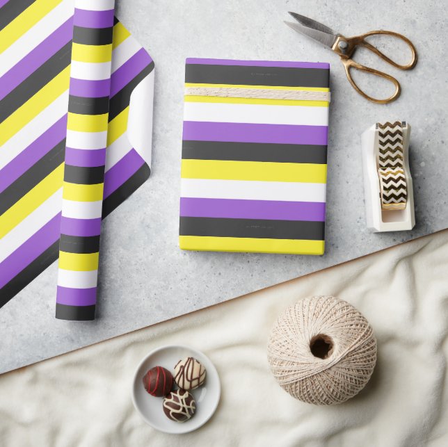 SlipperyJoe's Nonbinary Pride Flag yellow white pu Wrapping Paper (Crafts)