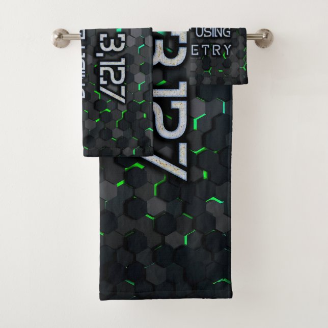 SlipperyJoe's not using geometry interlocking hexa Bath Towel Set (Insitu)