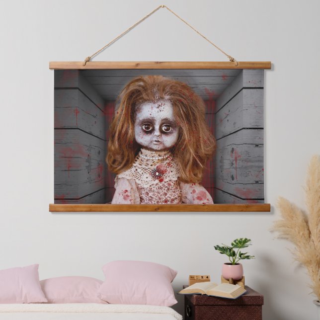 SlipperyJoe's old doll Happy Halloween creepy bloo Hanging Tapestry (Bedroom)