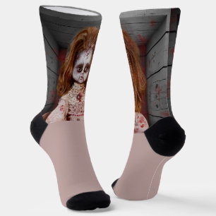 SlipperyJoe's old doll Happy Halloween creepy bloo Socks