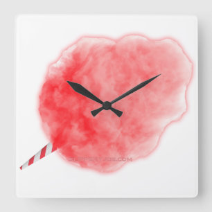 SlipperyJoe's pink Cotton Candy carnival sugar foo Square Wall Clock