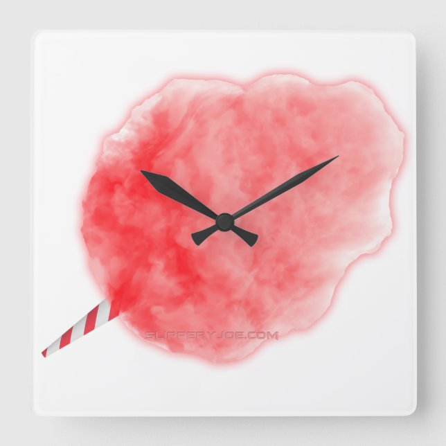SlipperyJoe's pink Cotton Candy carnival sugar foo Square Wall Clock (Front)