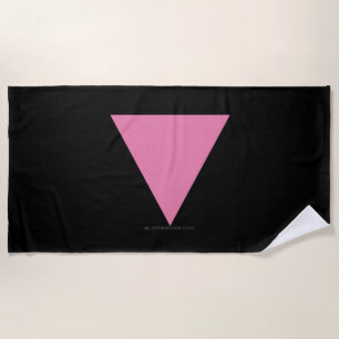 SlipperyJoe's pink triangle flag bright pink symbo Beach Towel