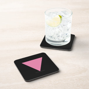SlipperyJoe's pink triangle flag bright pink symbo Coaster