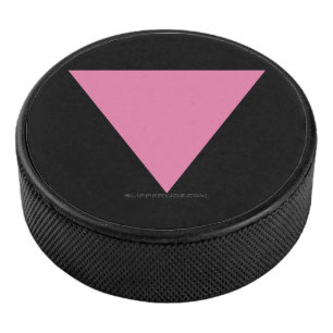 SlipperyJoe's pink triangle flag bright pink symbo Hockey Puck