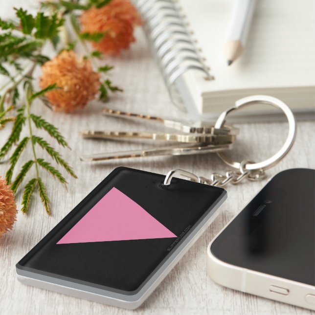 SlipperyJoe's pink triangle flag bright pink symbo Key Ring (Front Right)