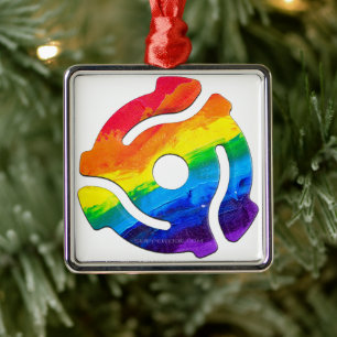 SlipperyJoe's plastic 45 RPM record adapter circul Metal Ornament