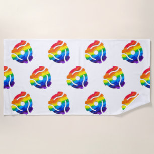 SlipperyJoe's plastic 45 RPM record adapter vibran Beach Towel