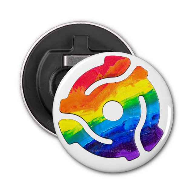 SlipperyJoe's plastic 45 RPM record adapter vibran Bottle Opener (Front)