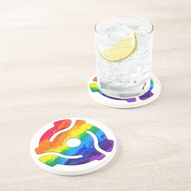 SlipperyJoe's plastic 45 RPM record adapter vibran Coaster (Side)