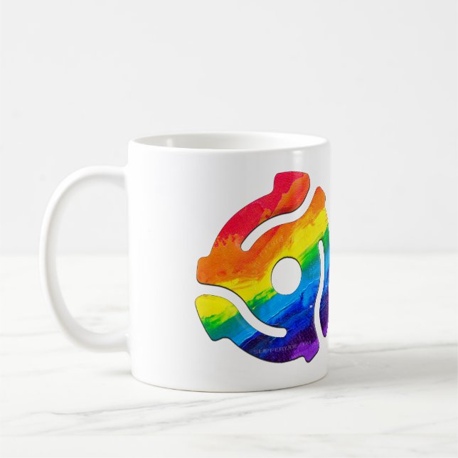 SlipperyJoe's plastic 45 RPM record adapter vibran Coffee Mug (Left)