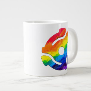 SlipperyJoe's plastic 45 RPM record adapter vibran Large Coffee Mug