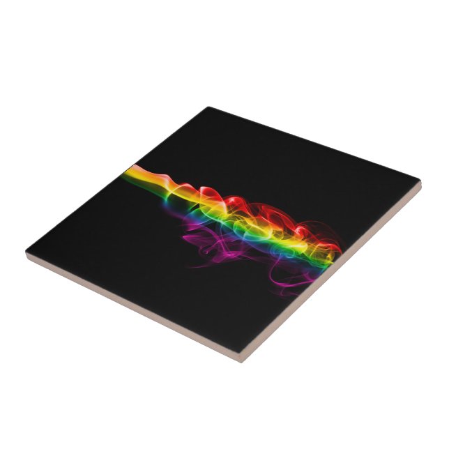SlipperyJoe's plume of rainbow energy vapour caugh Ceramic Tile (Side)