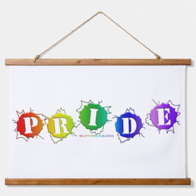 SlipperyJoe's pride colours word three-dimensional Hanging Tapestry (Front)