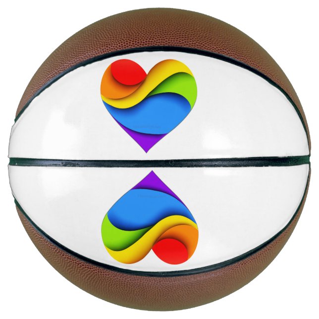 SlipperyJoe's pride heart curves shape 3-D three-d Basketball (Front)