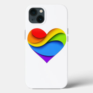 SlipperyJoe's pride heart curves shape 3-D three-d iPhone 13 Case