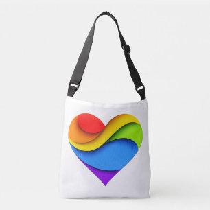 SlipperyJoe's pride heart curves shape 3-D three-d Crossbody Bag