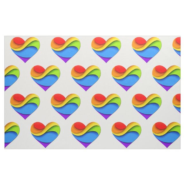 SlipperyJoe's pride heart curves shape 3-D three-d Fabric (Yard)