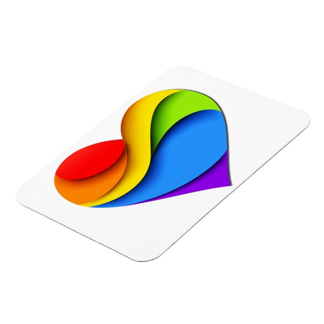 SlipperyJoe's pride heart curves shape 3-D three-d Magnet (Left Side)