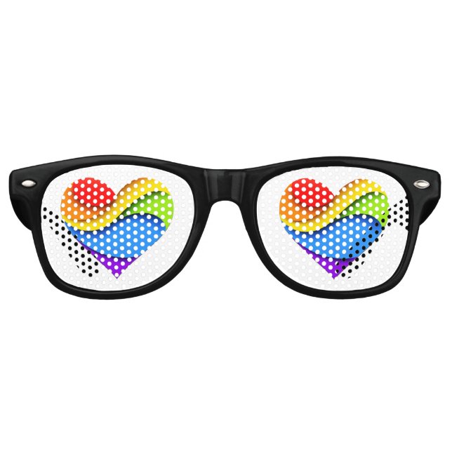 SlipperyJoe's pride heart curves shape 3-D three-d Retro Sunglasses (Front)