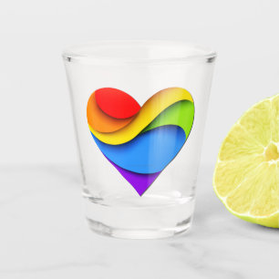 SlipperyJoe's pride heart curves shape 3-D three-d Shot Glass