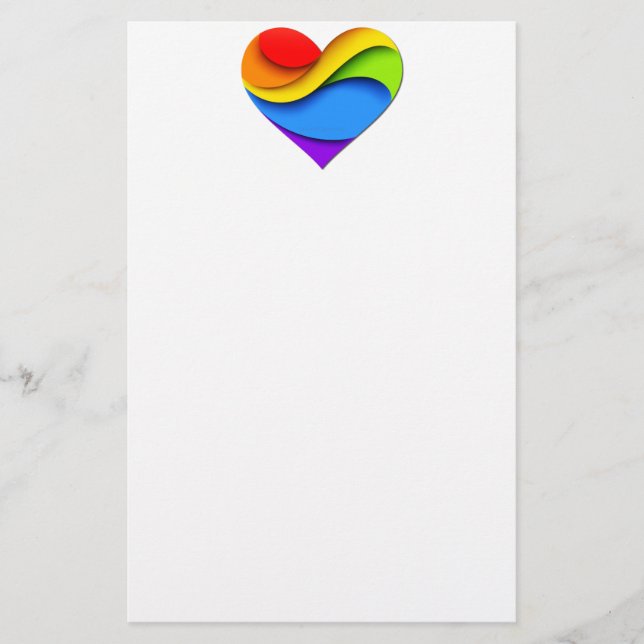 SlipperyJoe's pride heart curves shape 3-D three-d Stationery (Front)