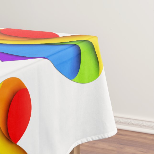SlipperyJoe's pride heart curves shape 3-D three-d Tablecloth (In Situ)