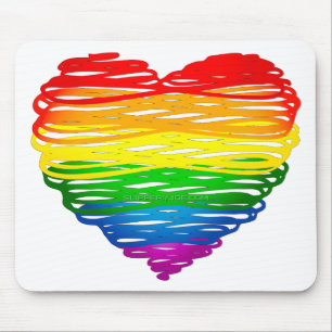 SlipperyJoe's Pride Heart Scribbles gay pride gift Mouse Pad
