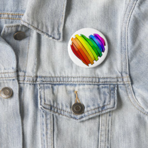SlipperyJoe's pride heart shape multiple horizonta 6 Cm Round Badge