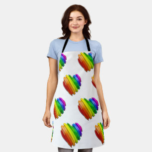 SlipperyJoe's pride heart shape multiple horizonta Apron
