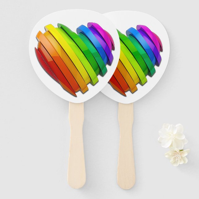 SlipperyJoe's pride heart shape multiple horizonta Hand Fan (Front and Back)