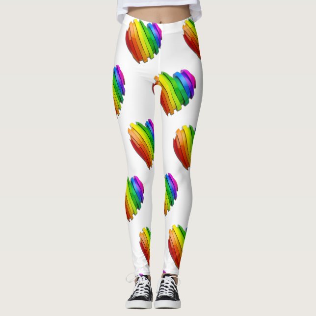 SlipperyJoe's pride heart shape multiple horizonta Leggings (Front)