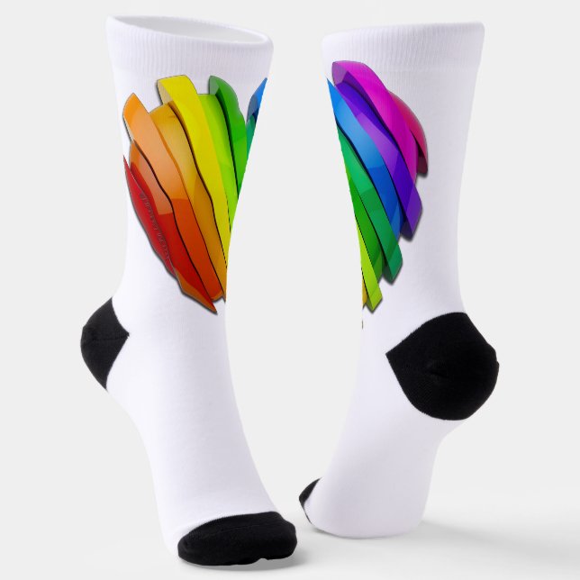SlipperyJoe's pride heart shape multiple horizonta Socks (Angled)