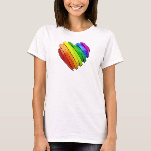SlipperyJoe's pride heart shape multiple horizonta T-Shirt (Front)