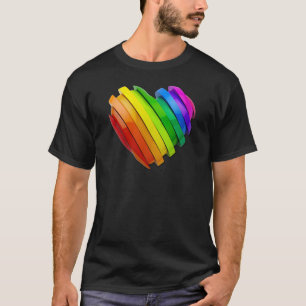 SlipperyJoe's pride heart shape multiple horizonta T-Shirt