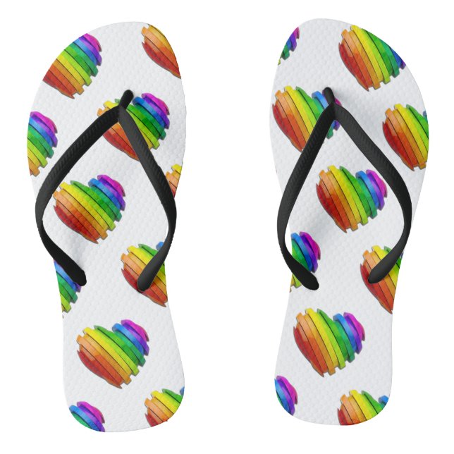 SlipperyJoe's pride heart shape multiple horizonta Thongs (Footbed)