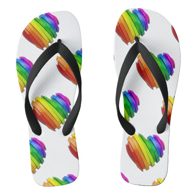 SlipperyJoe's pride heart shape multiple horizonta Thongs (Footbed)